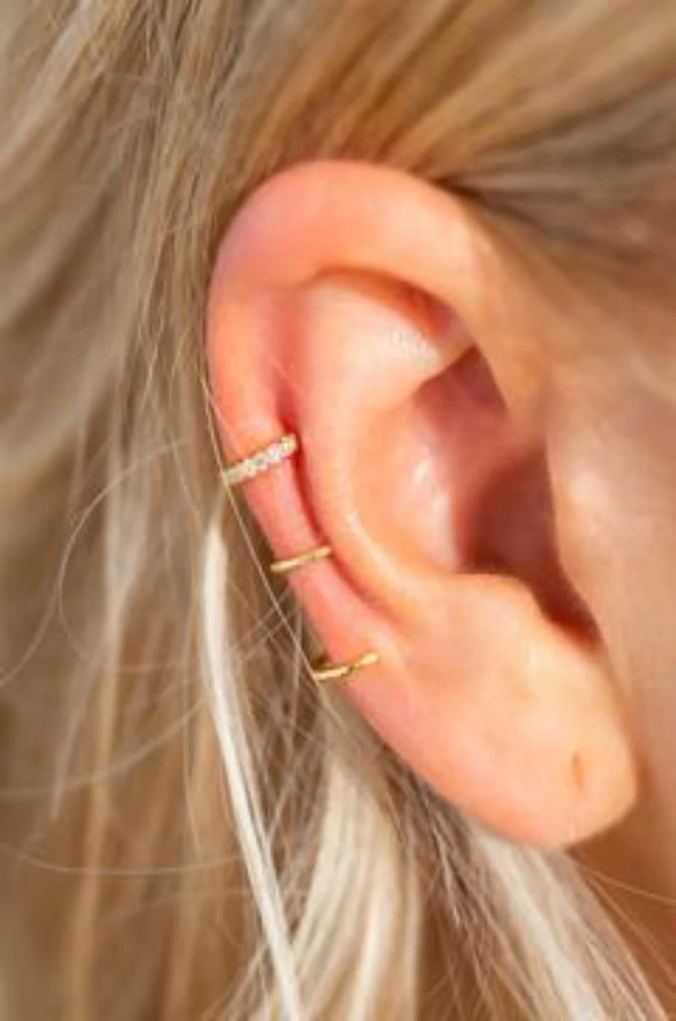 3 HOOP EAR CUFF GOLD - Image 2