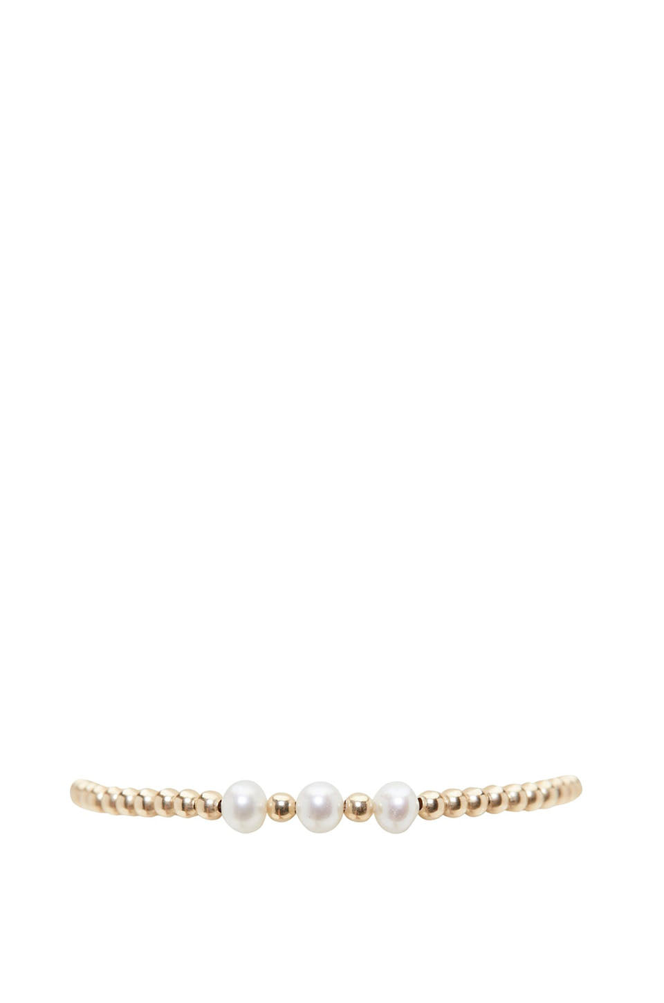 Karen Lazar 3mm Yellow Gold Filled Bracelet With 3 White Pearl Pattern Size 6.5