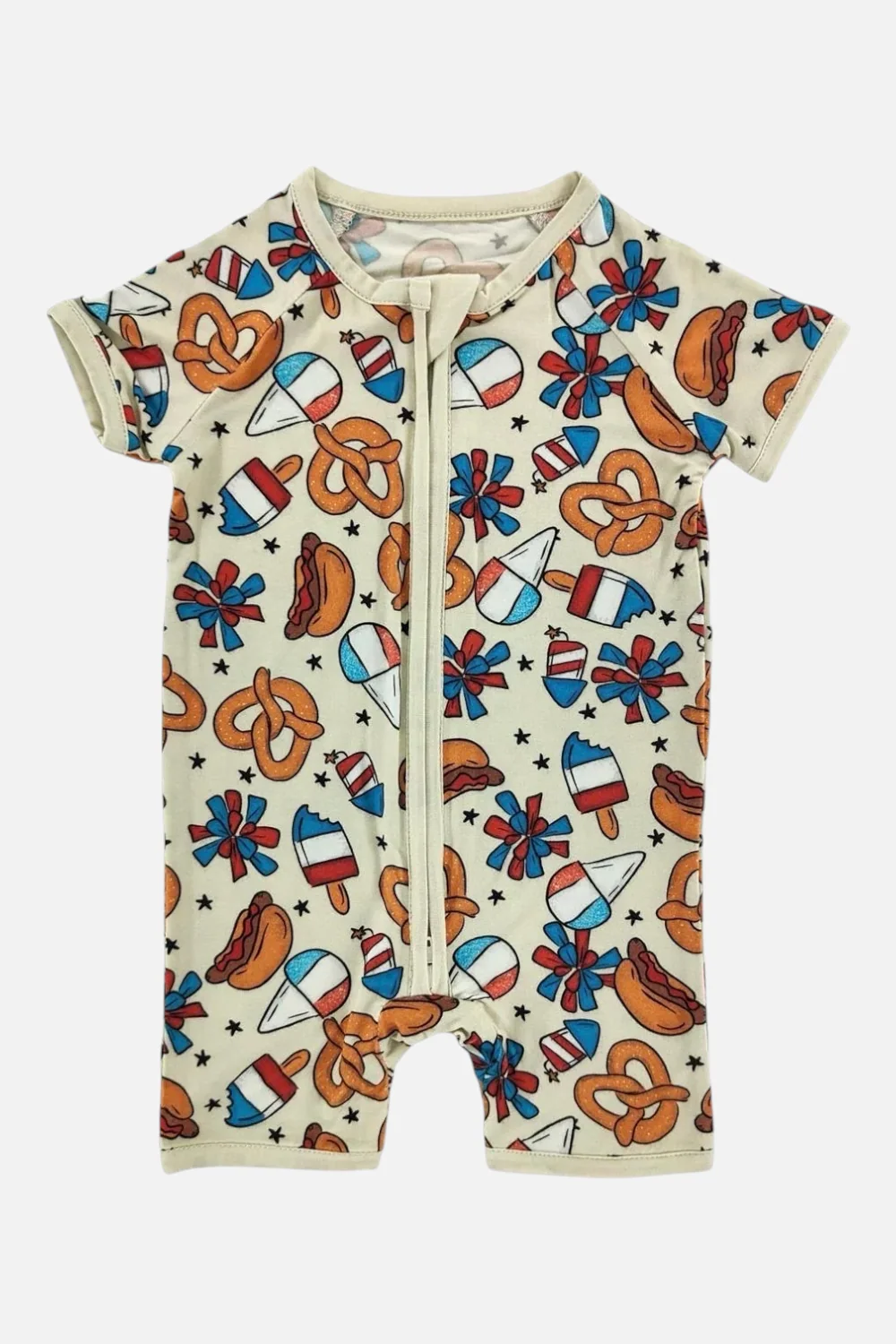 Little One Shop 4th Of July Snacks Shortie Romper