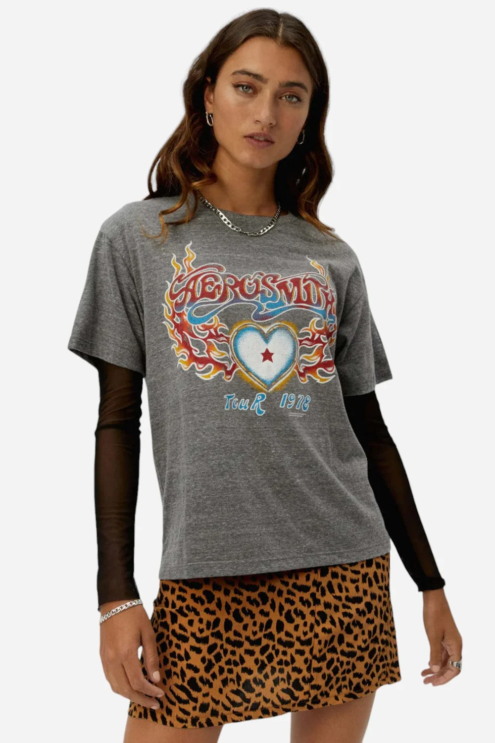 Daydreamer LA Aerosmith Tour 1978 Boyfriend Tee in Gray