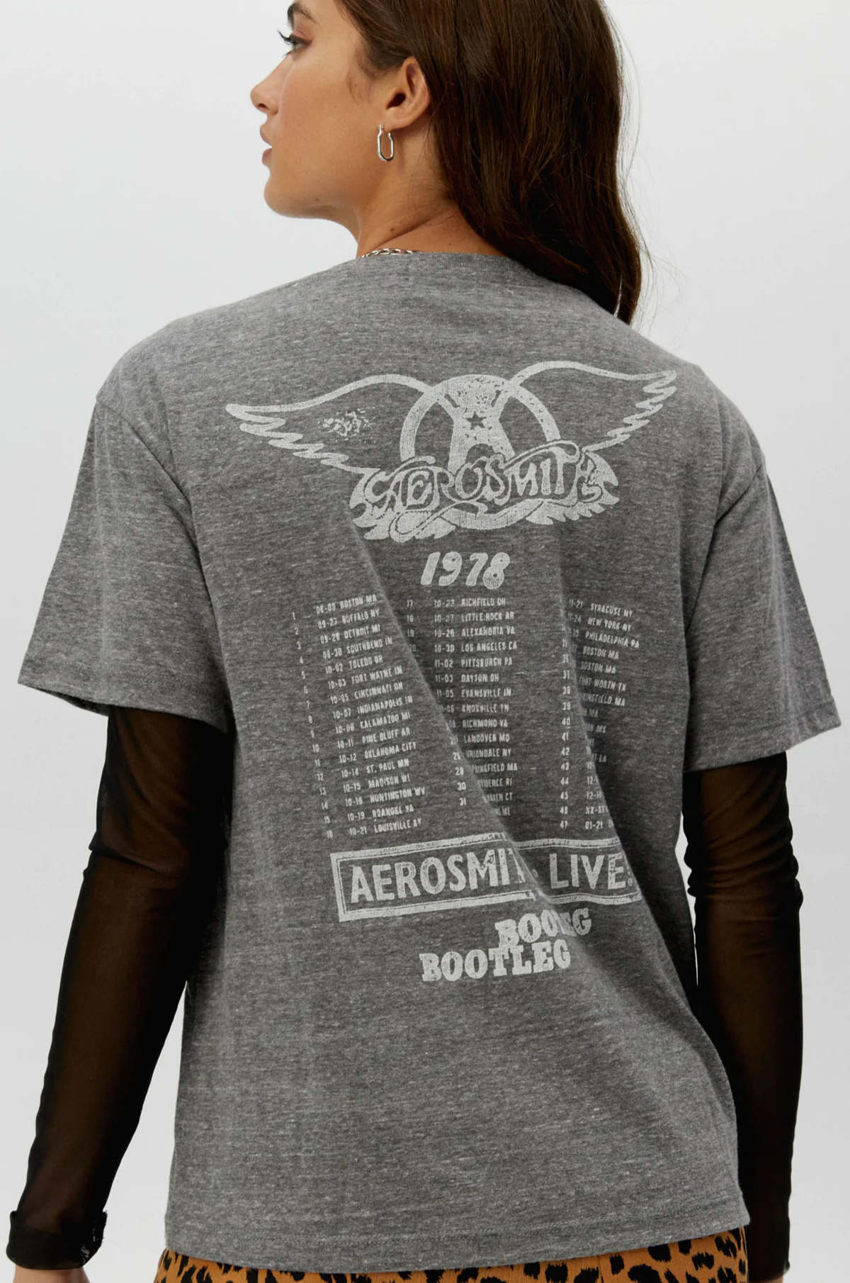 Daydreamer LA Aerosmith Tour 1978 Boyfriend Tee in Gray - Image 2