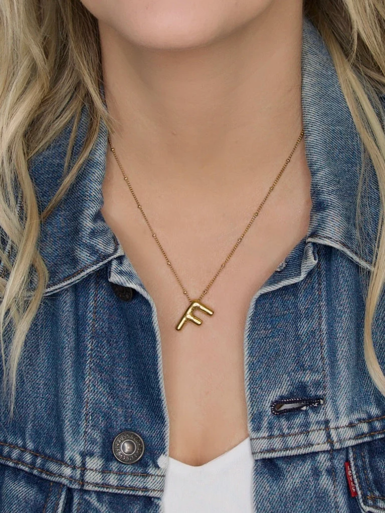 Farrah B Airhead Bubble Initial Necklace - Letter B - Image 2
