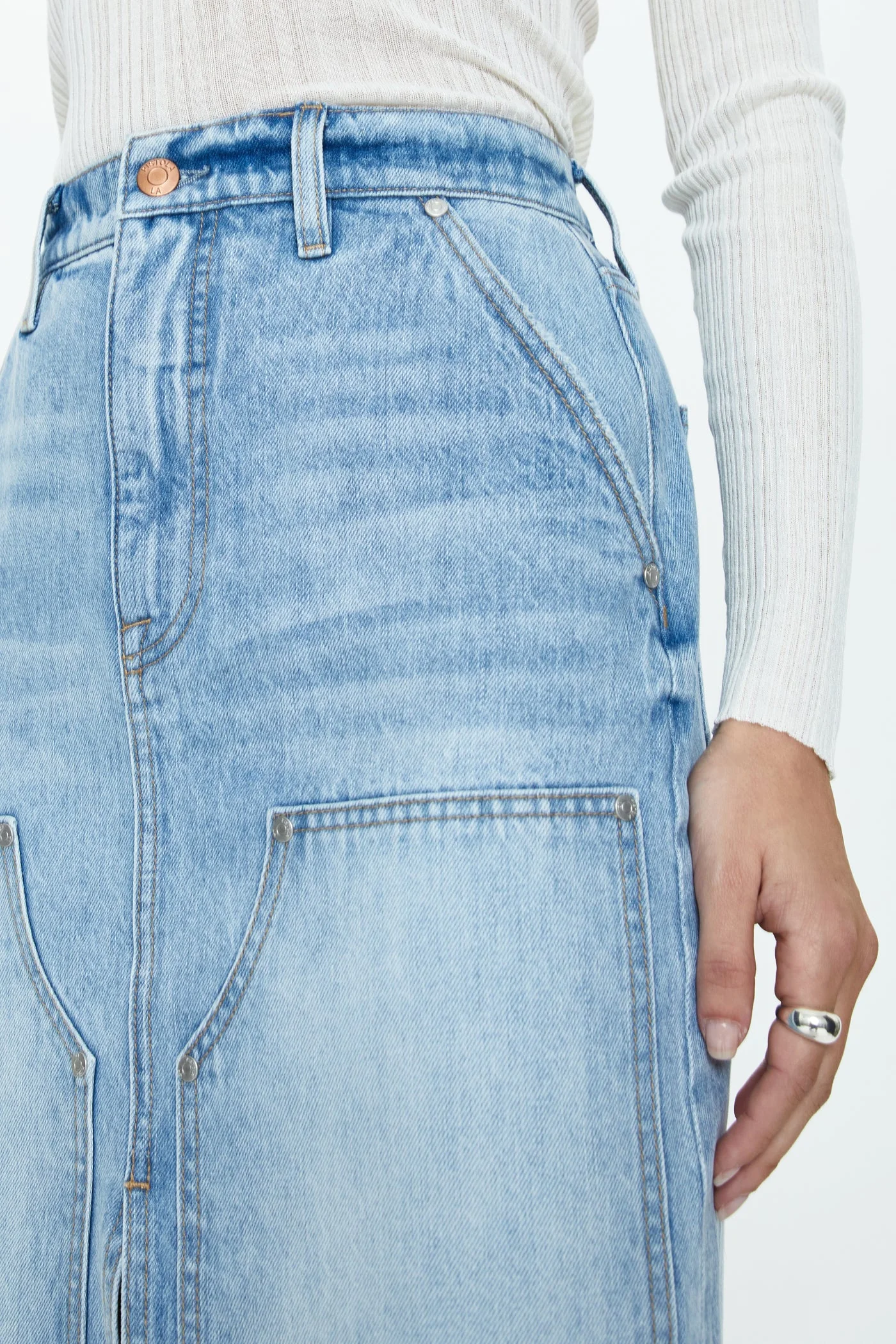 Pistola Alice Workwear High Rise Midi Skirt in Coastal - Image 2