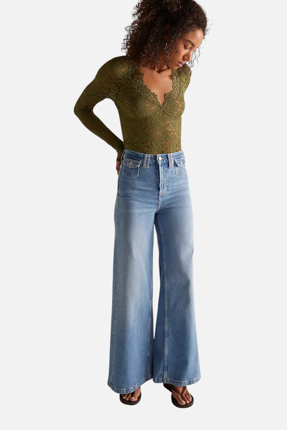 Free People All Day Lace Long Sleeve in Terrarium - Image 2