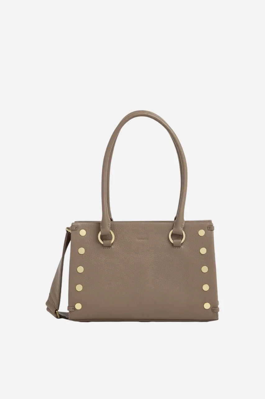 HAMMITT Allen Medium Sculpted Handbag in Taupe/Brushed Gold