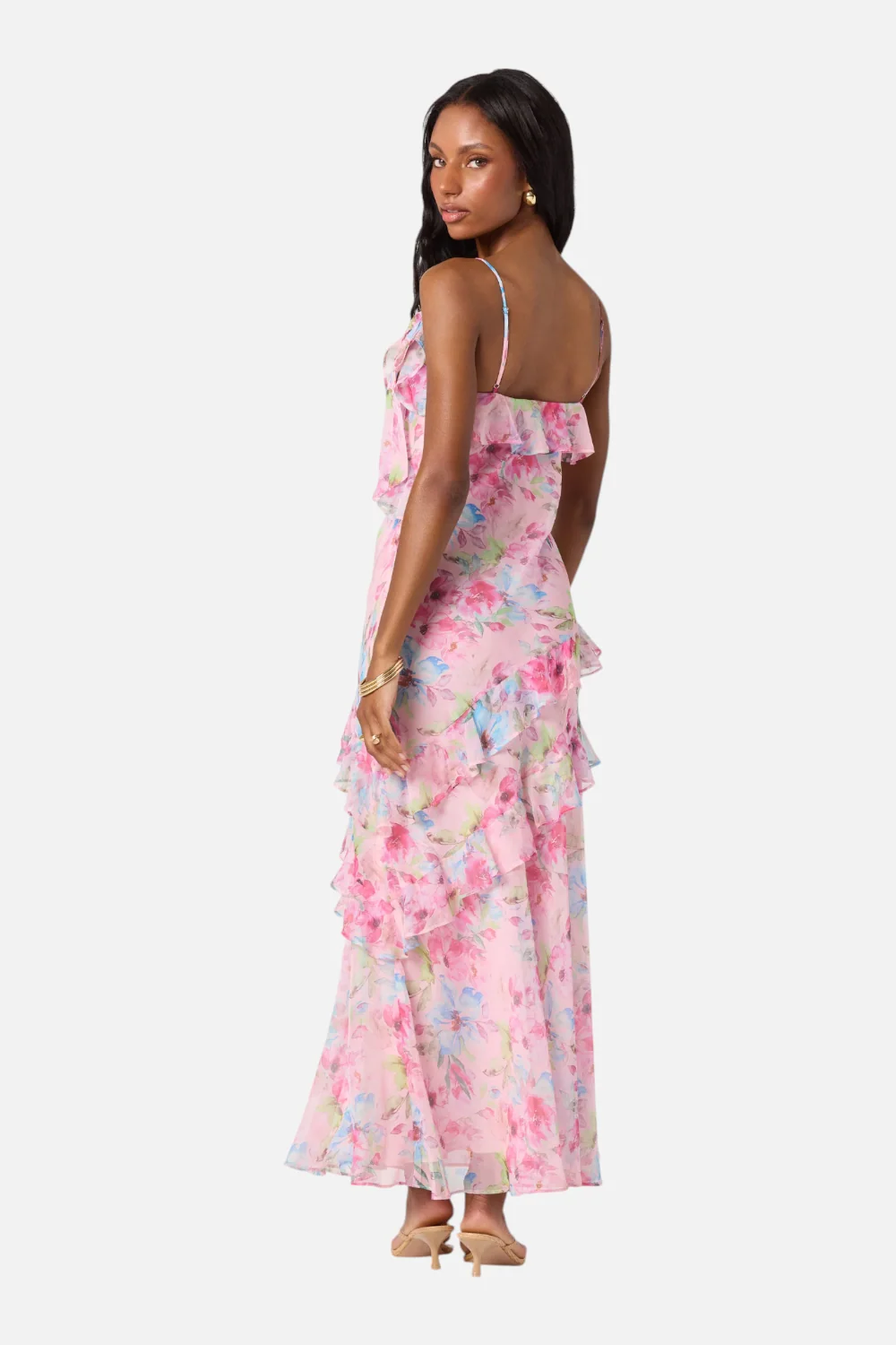 ASTR The Label Amiya Chiffon Maxi Dress in Pink Floral - Image 6