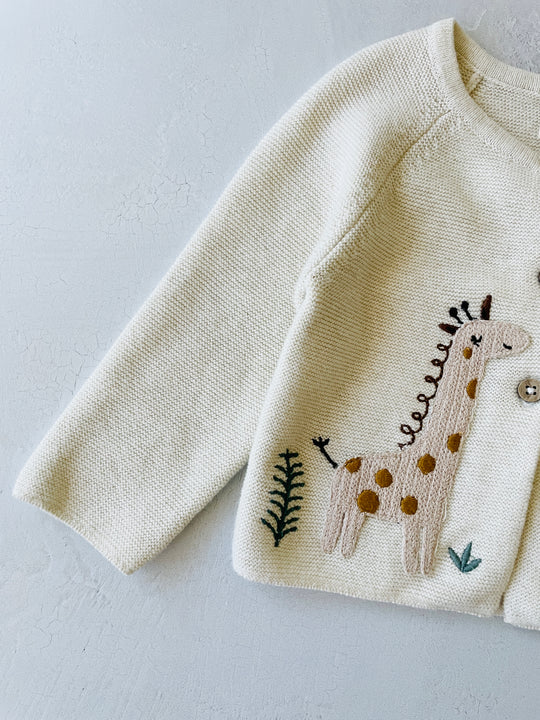 Viverano Animal Safari Embroidered Baby Cardigan Sweater - Image 2