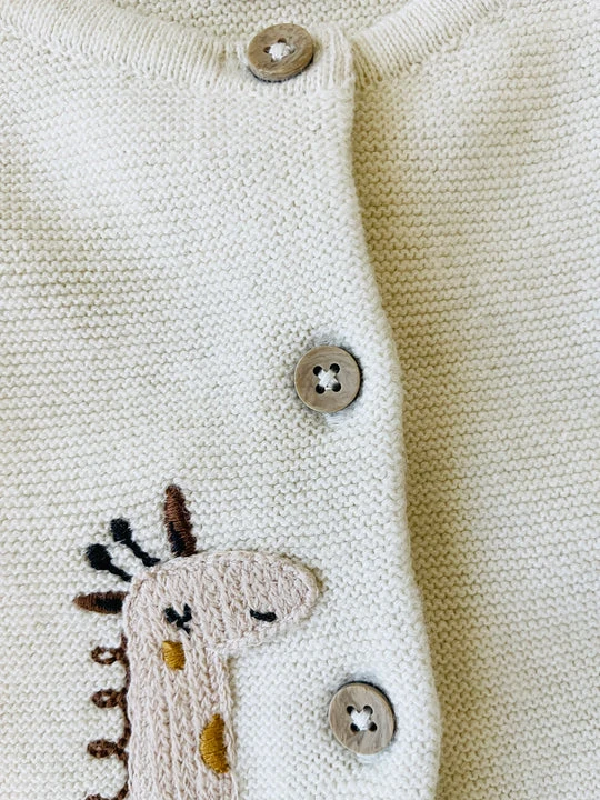Viverano Animal Safari Embroidered Baby Cardigan Sweater - Image 5