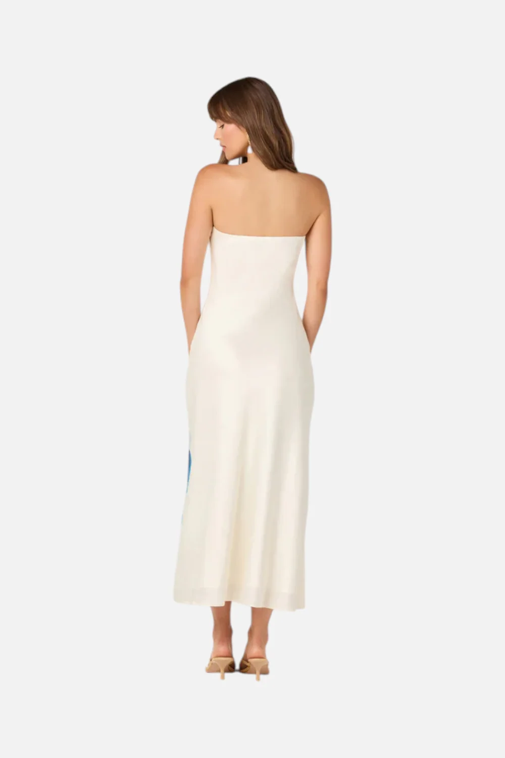 ASTR The Label Annabeth Maxi Strapless Dress in Blue Floral - Image 3