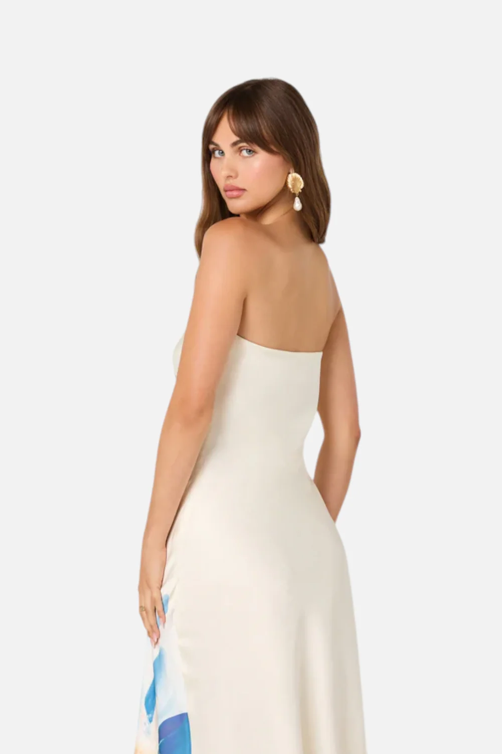 ASTR The Label Annabeth Maxi Strapless Dress in Blue Floral - Image 6