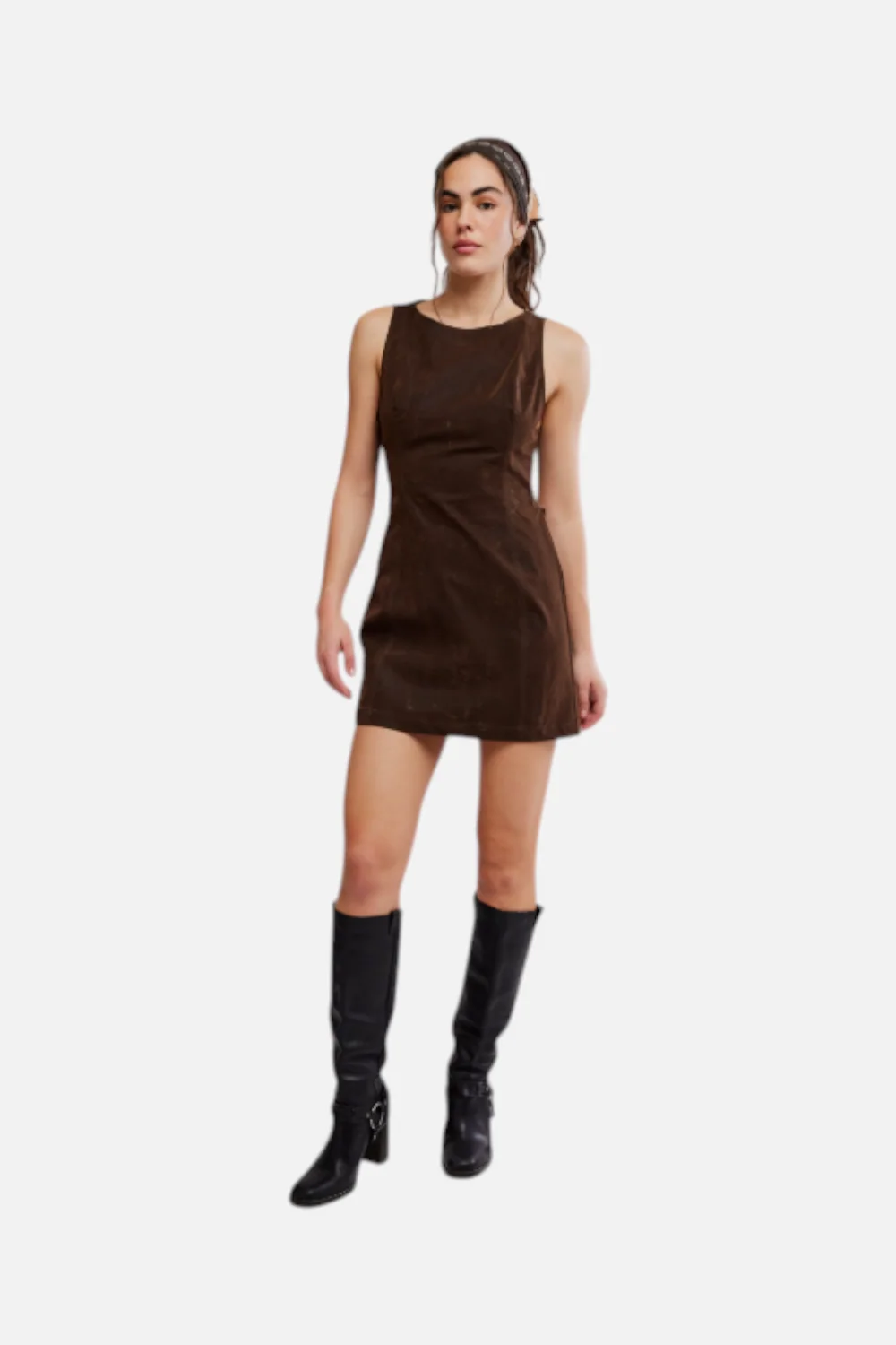 Free People Atlas Suede Mini Dress in Chocolate Brown - Image 5