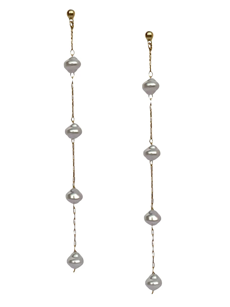 Farrah B Aura Pearl Drop Earrings in Gold
