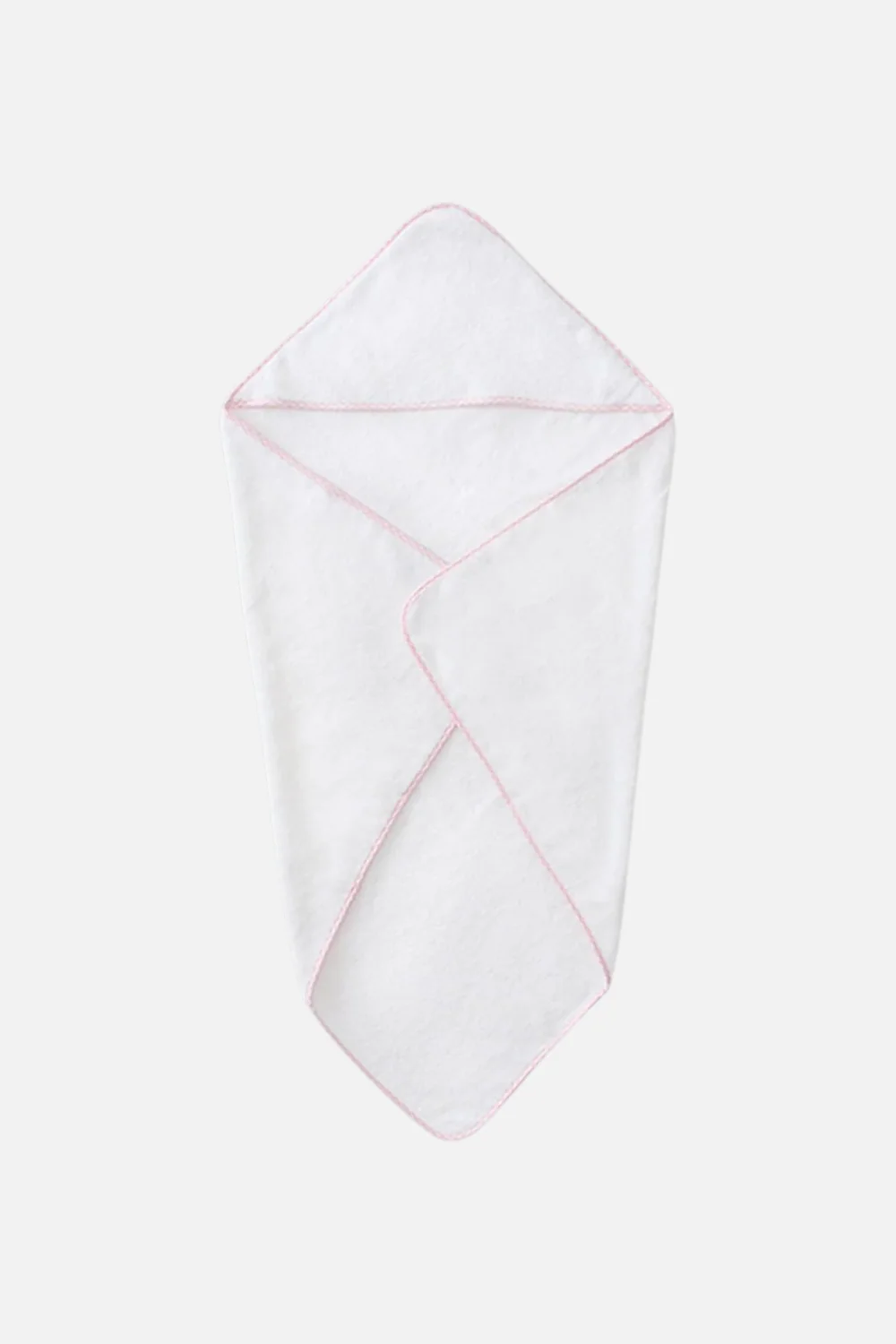 Weezie Baby Hooded Towel in Pink Gingham Trim
