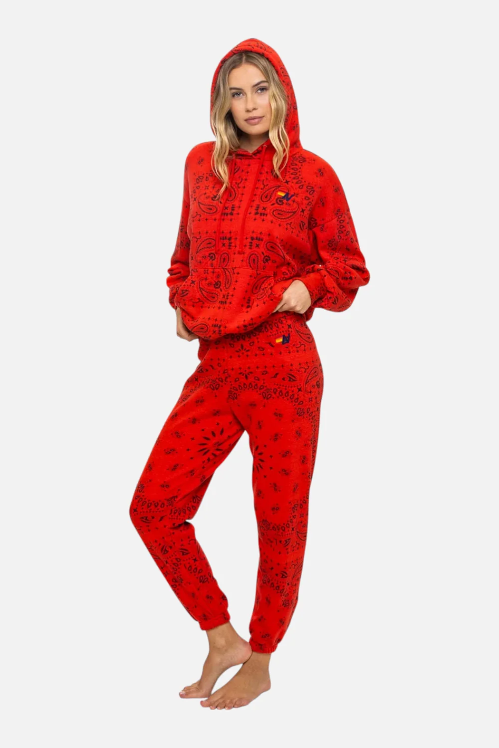 Aviator Nation Bandana Pullover Hoodie in Relax Red - Image 3