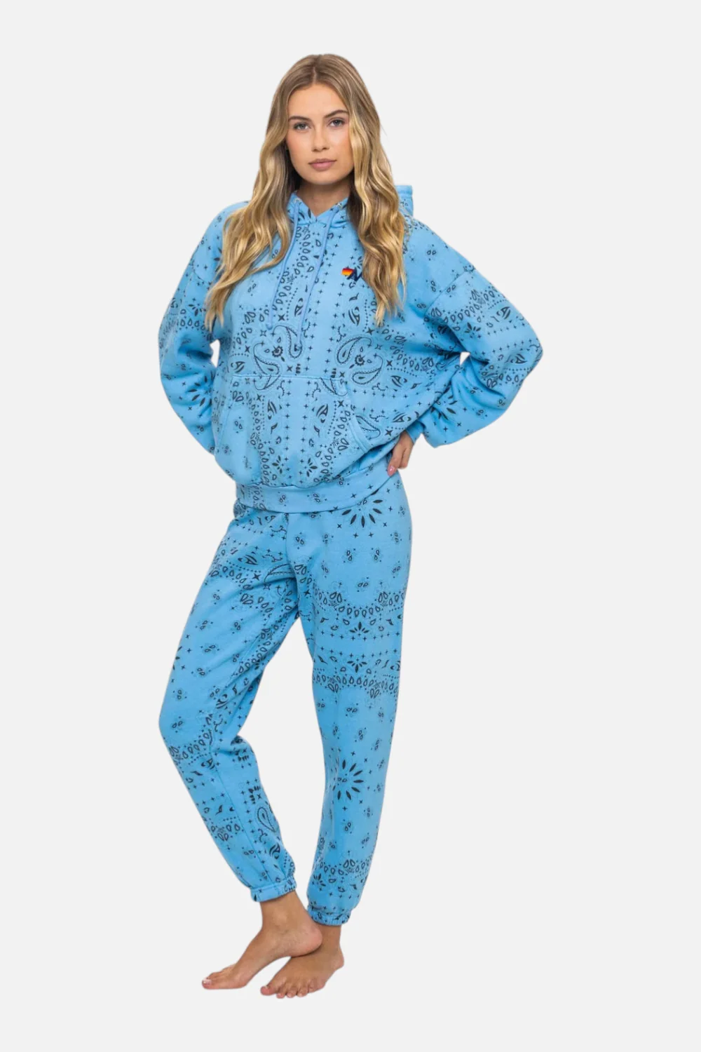 Aviator Nation Bandana Pullover Hoodie in Relax Sky - Image 3