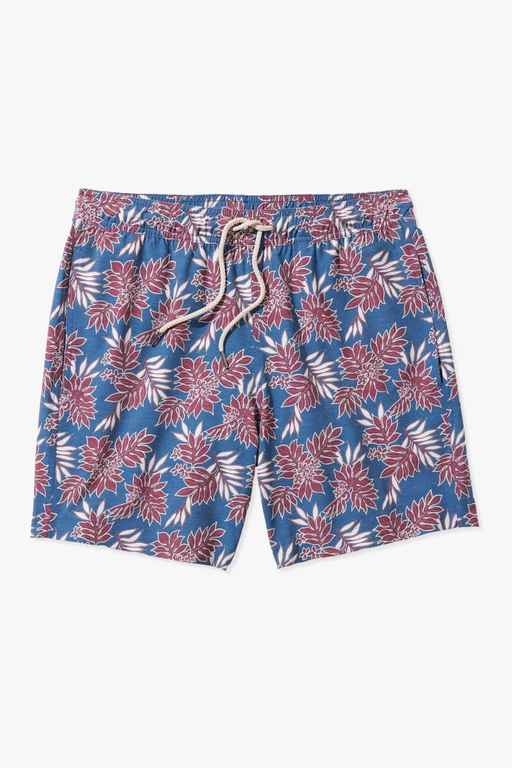 Fair Harbor Bayberry Swim Trunks in Navy Crimson Leaves