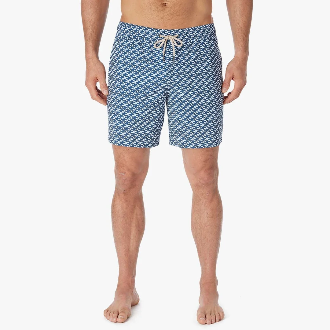 Fair Harbor Bayberry Swim Trunks in Navy Geo - Image 2