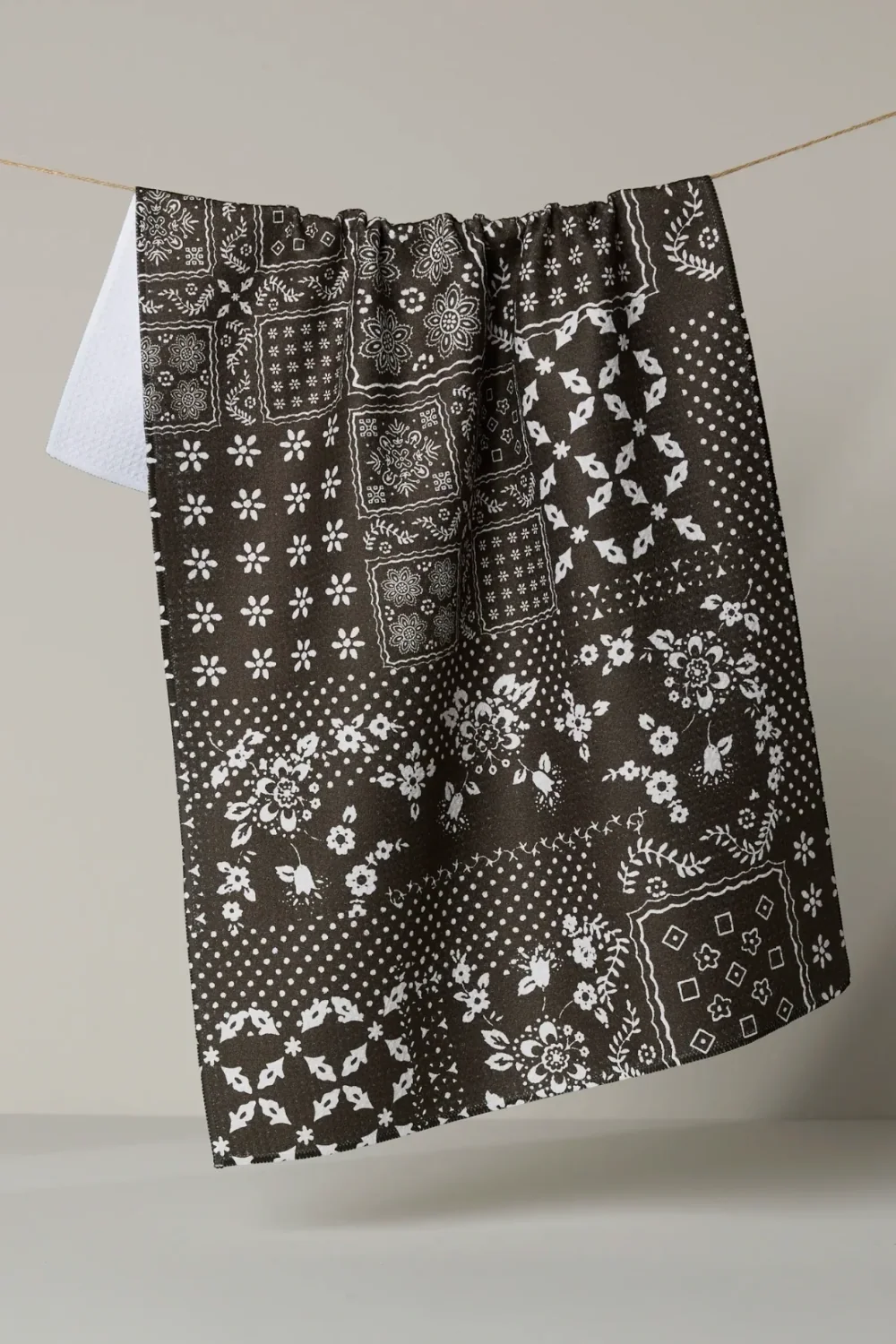 Geometry Towels Blossoming Bandana Brown Tea Towel