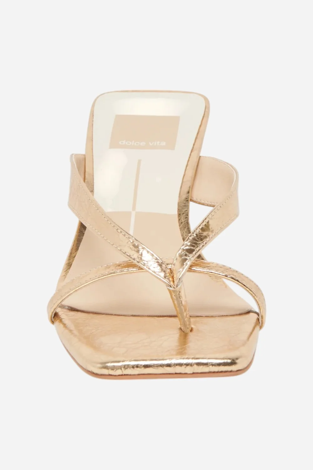 Dolce Vita Brevel Heels in Gold Distressed Leather - Image 8