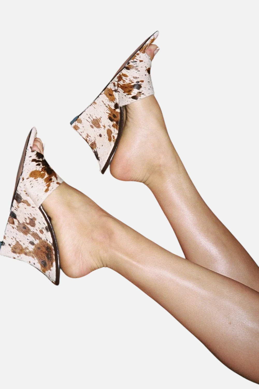 Jeffrey Campbell Women's Capital-F Wedge in Brown White Cow - Image 5