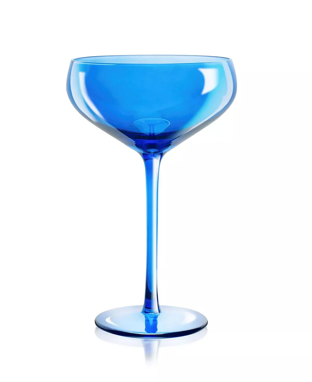 Qualia Glass Carnival Coupe 13 Oz Glasses in Blue, Set of 4 - Image 2