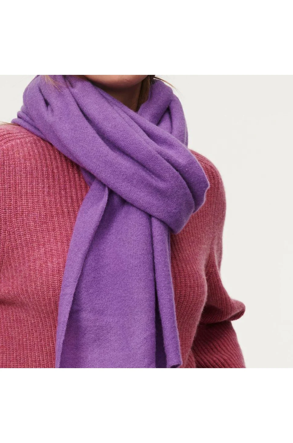 Cashmere Knit Throw/Scarf - Purple - Image 3