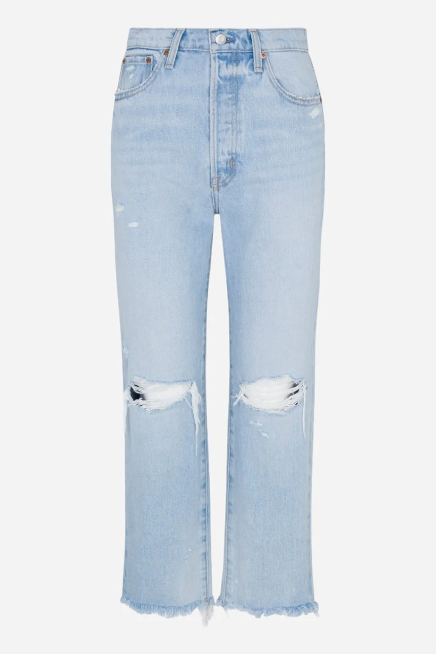 Pistola Cassie Crop High-Rise Straight Jeans in Daytrip Distressed - Image 6