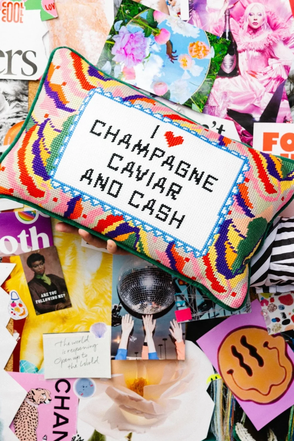 Furbish Caviar and Cash Needlepoint Pillow - Image 3