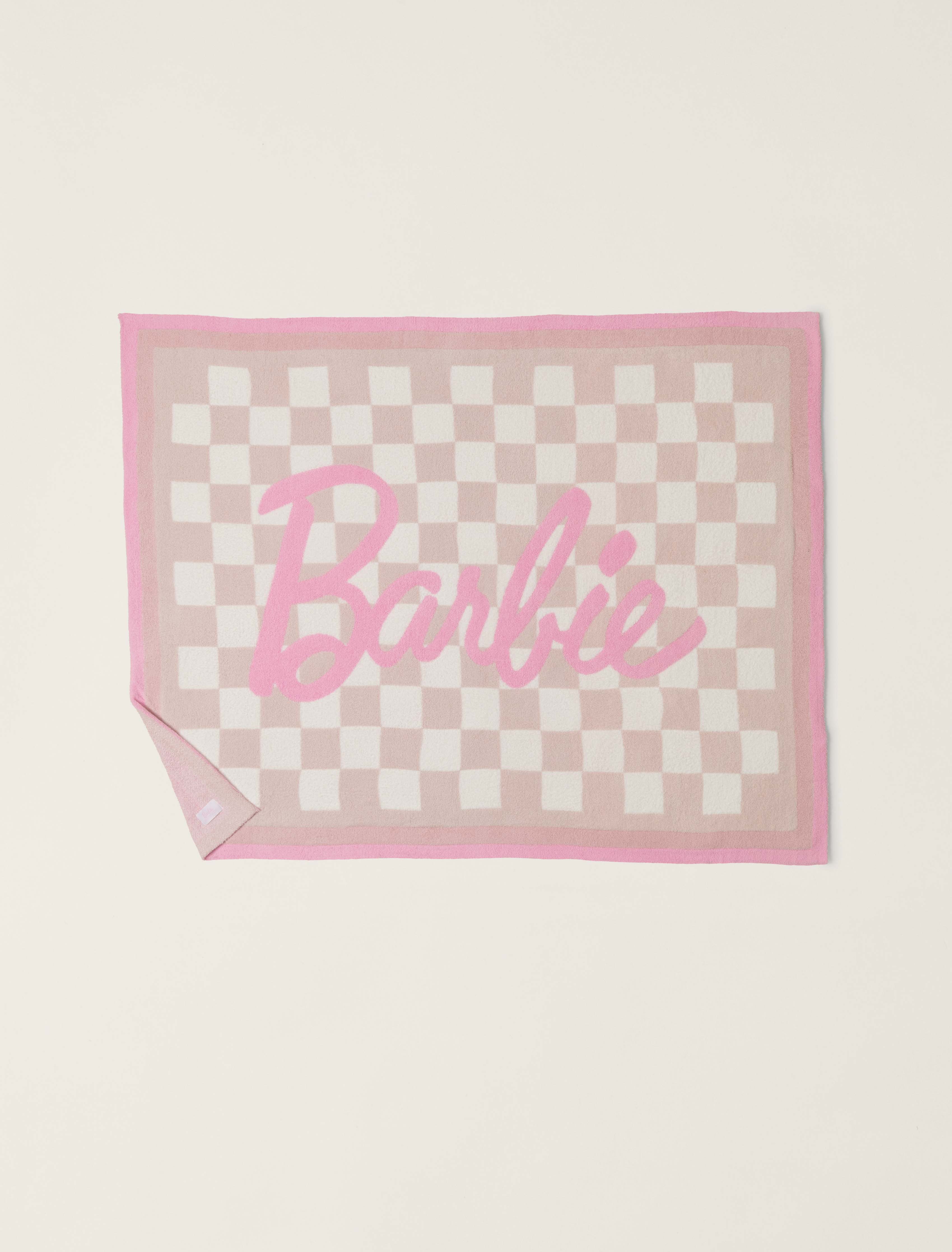 Barefoot Dreams CozyChic Barbie Checkered Throw in Barbie Pink Multi - Image 2