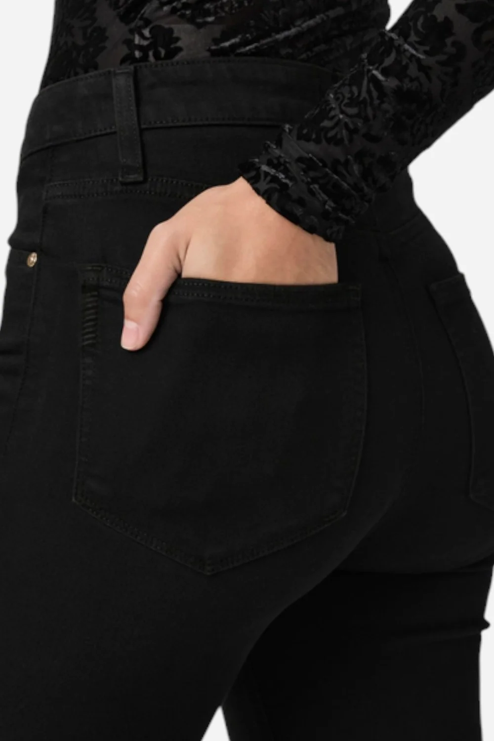 Paige Charlie 32" Flare Jean in Black Shadow - Image 4