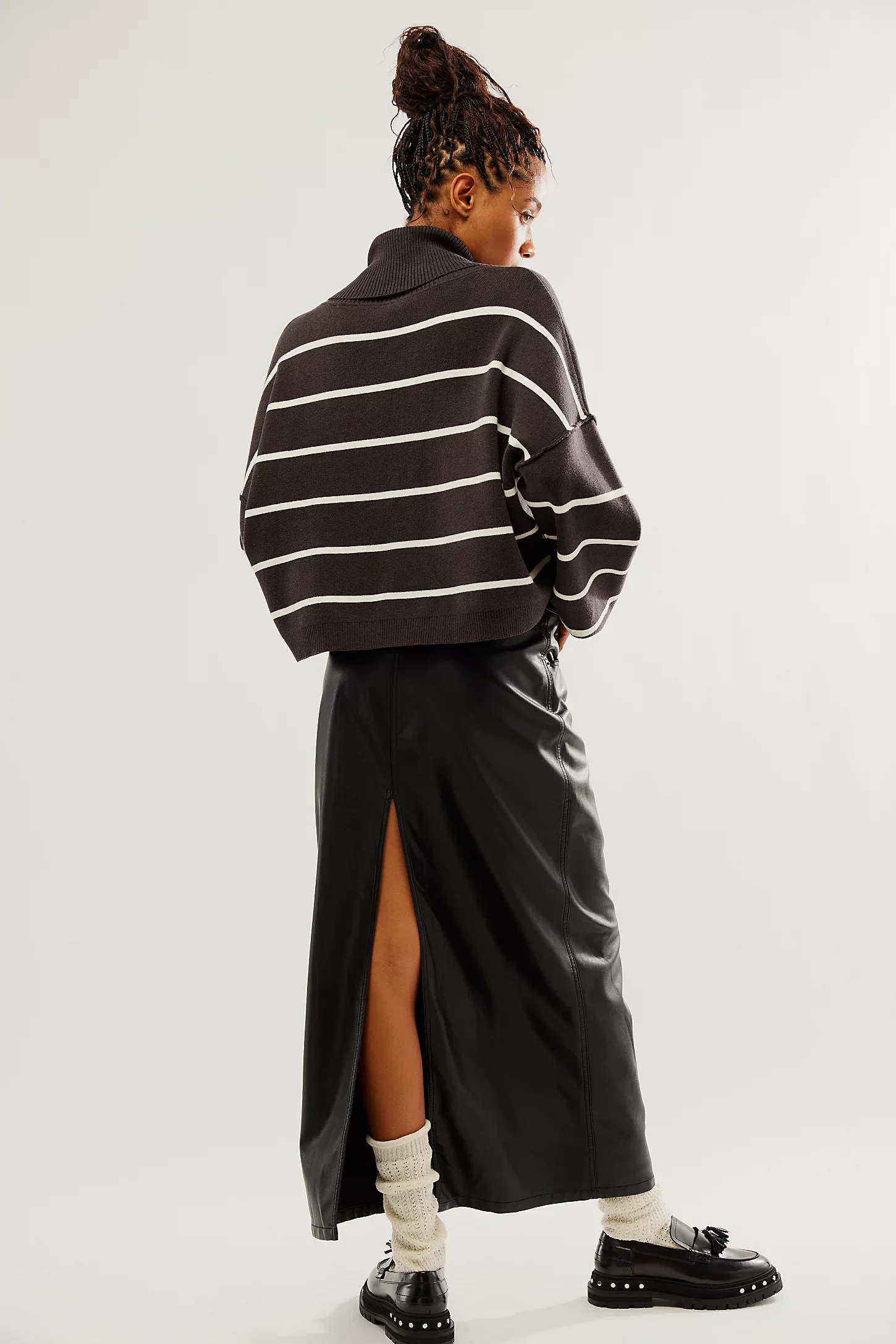 Free People City Slicker Vegan Maxi Skirt in Black - Image 5