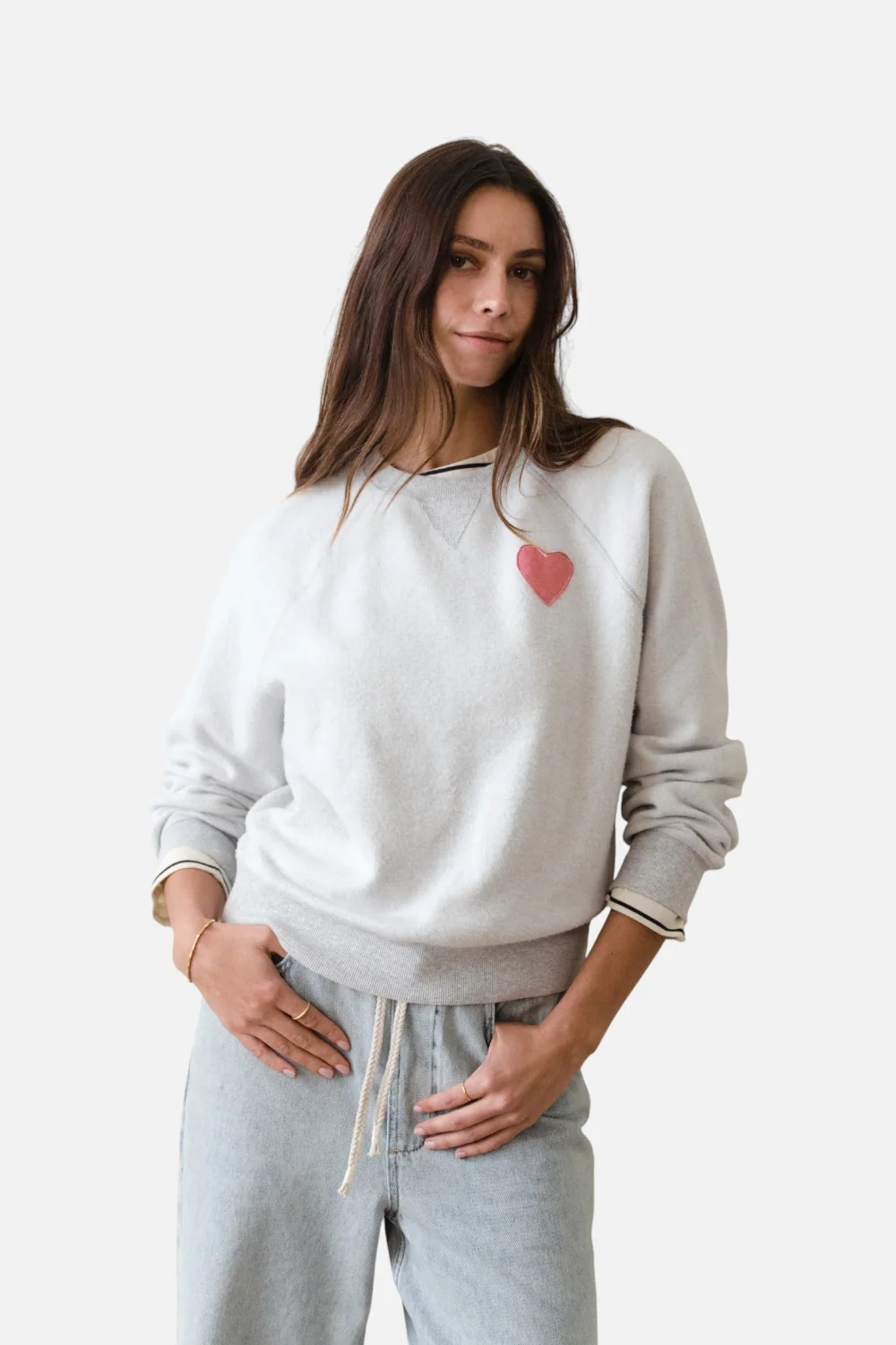 Marine Layer Women's Cloud 9 Fleece Reversible Crewneck in Heather Grey