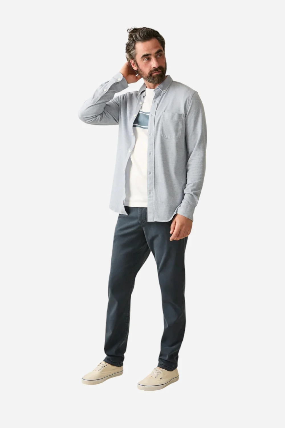 Faherty Coastline Knit Shirt Oceanside Blue - Image 4