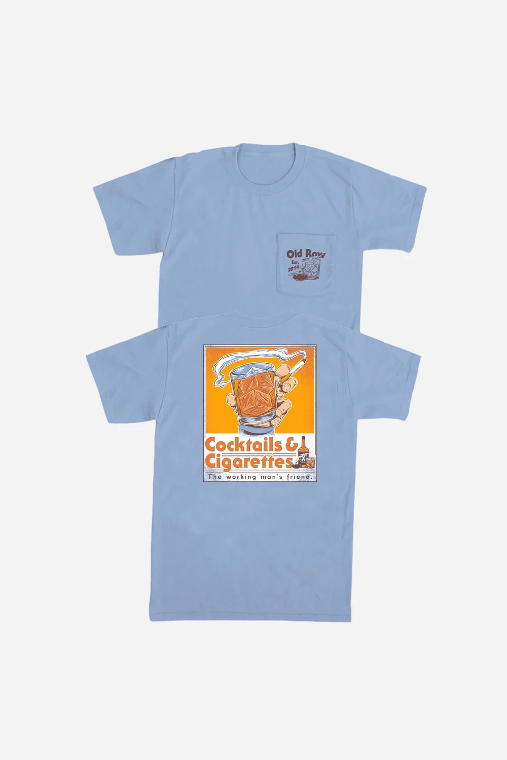 Old Row The Cocktails & Cigarettes Pocket Tee in Washed Denim