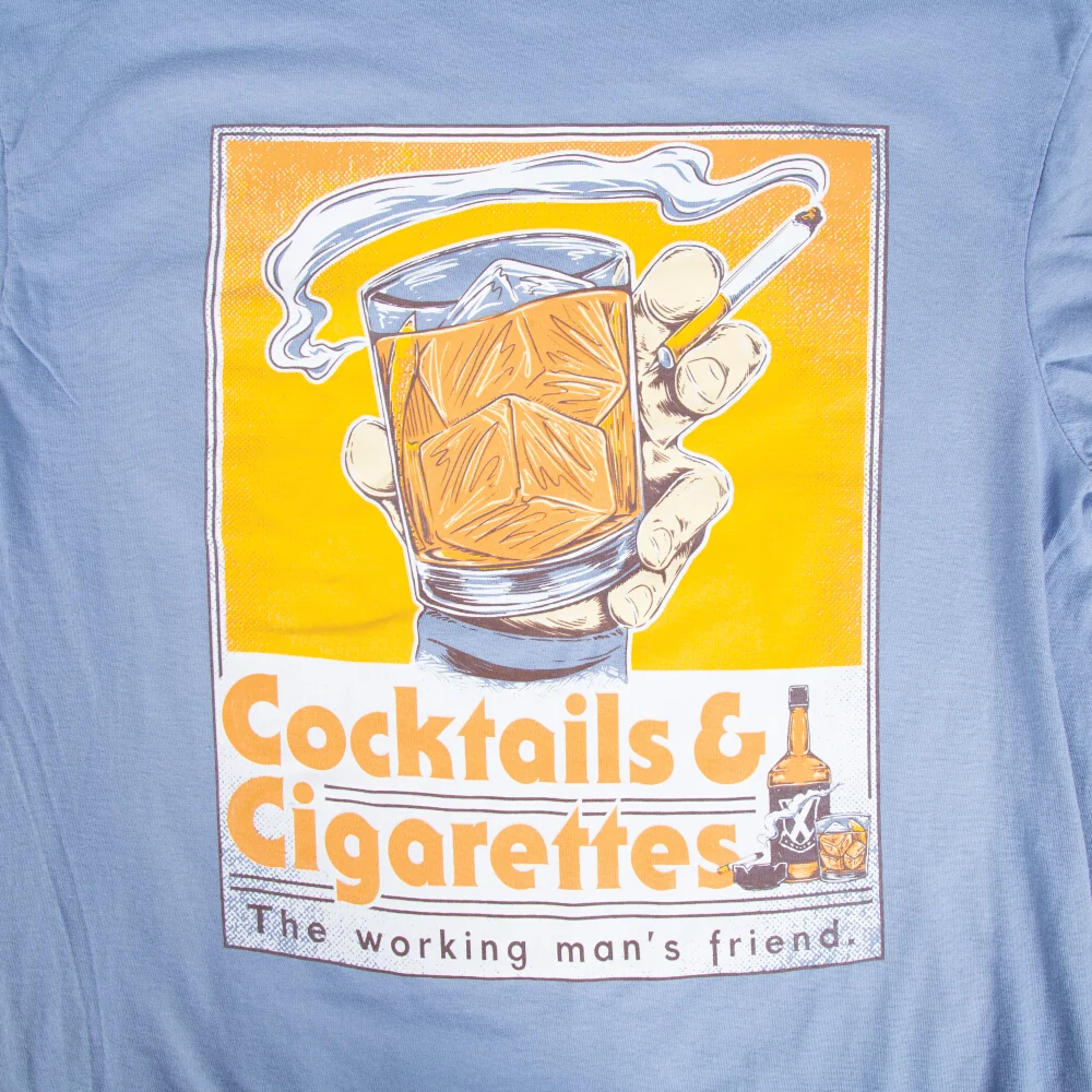 Old Row The Cocktails & Cigarettes Pocket Tee in Washed Denim - Image 2