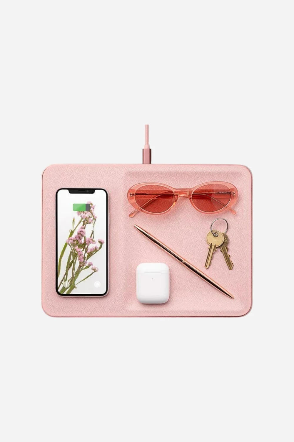 Courant Catch 3 Wireless Leather Charger in Dusty Rose - Image 2