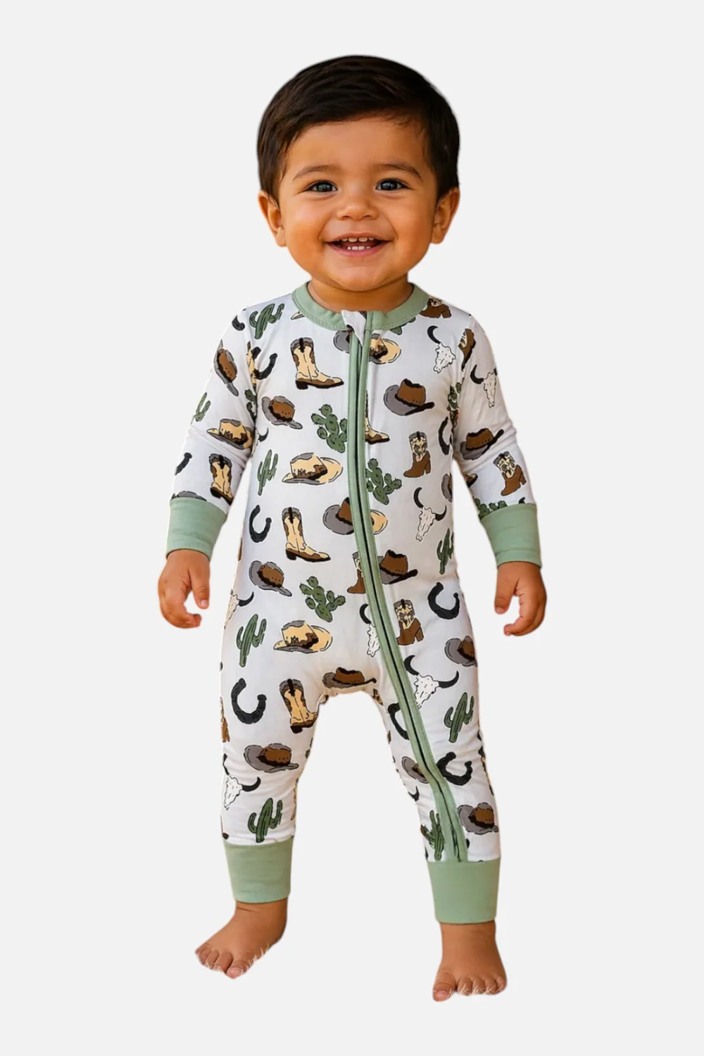 Spearmint Love Cowboy Country 2 Way Zip Romper