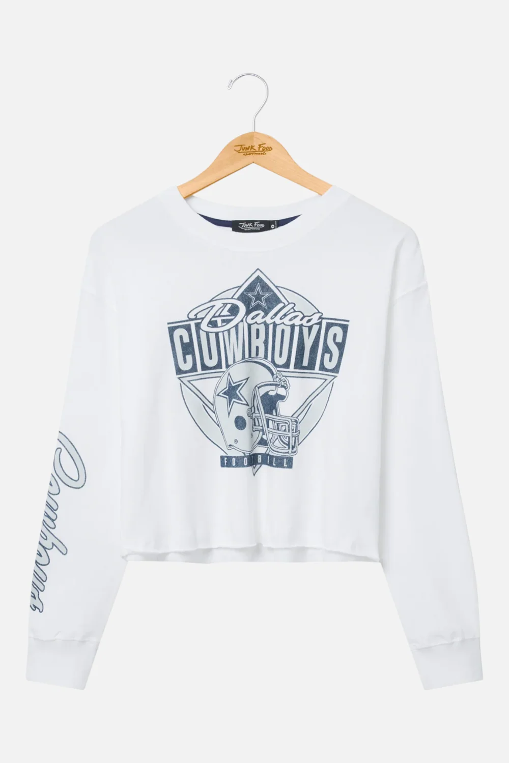 Junk Food Cowboys Helmet Crop Long Sleeve in Vintage White
