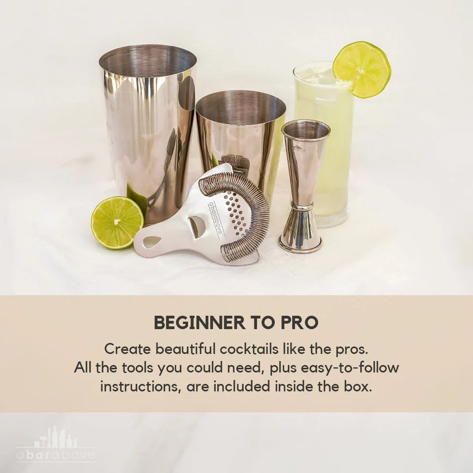 A Bar Above Craft Bar Cocktail Shaker Set in Antique Copper - 4 Pieces - Image 3
