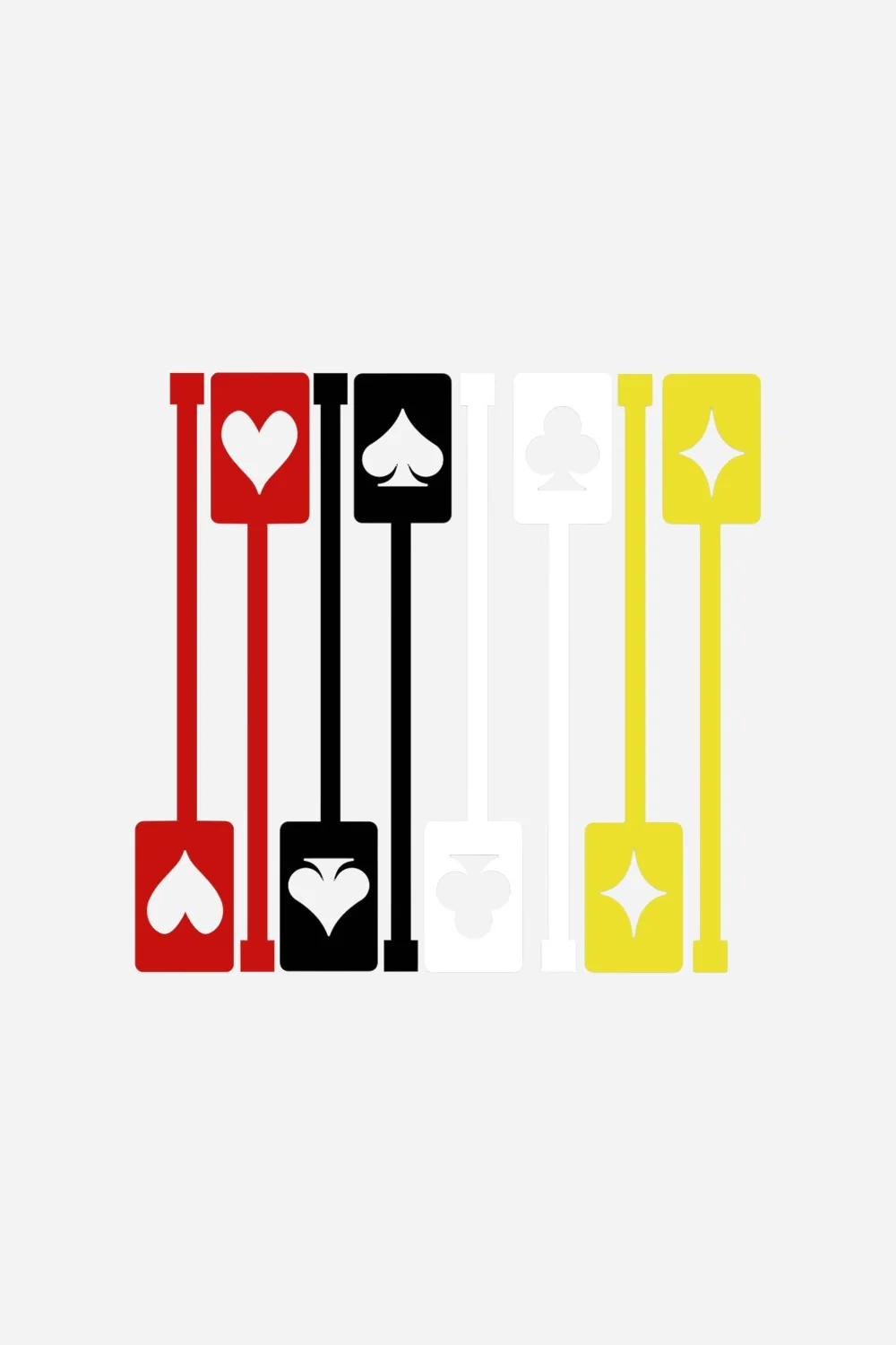 Mod Lounge Deck of Cards Retro Suits Acrylic Swizzle Stix Drink Stirrers