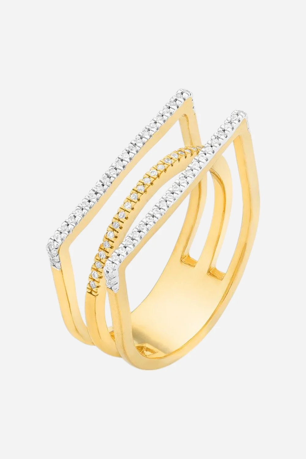 Ella Stein Deco Stack Diamond Ring in Gold