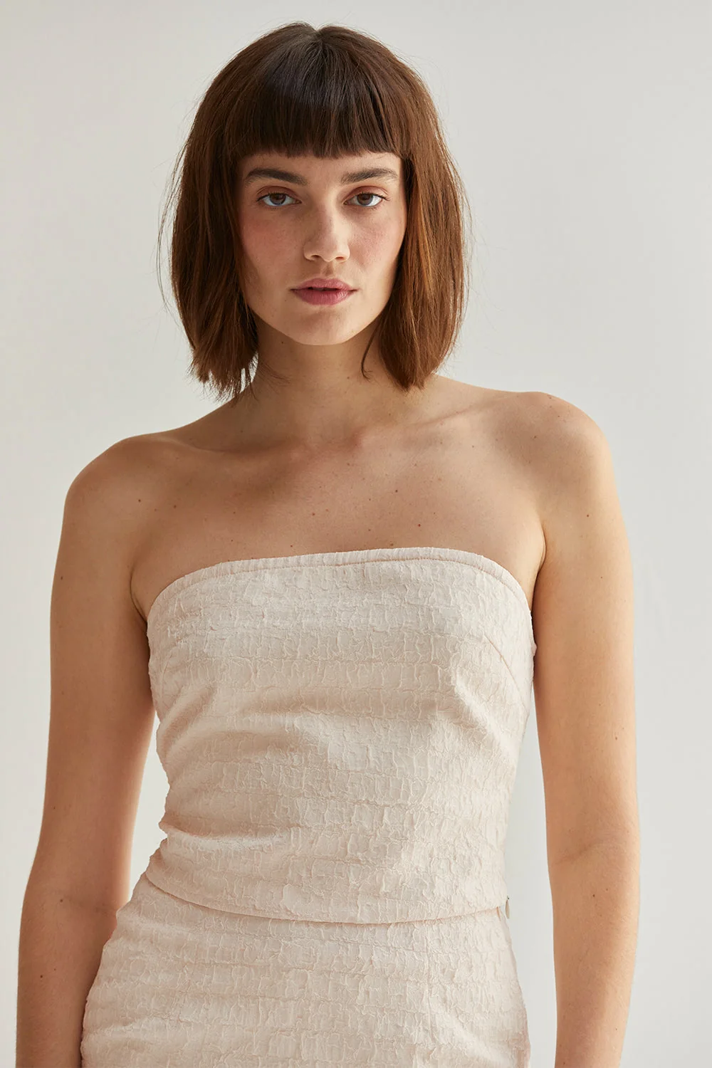 Crescent Delia Textured Tube Top in Cream - Image 3