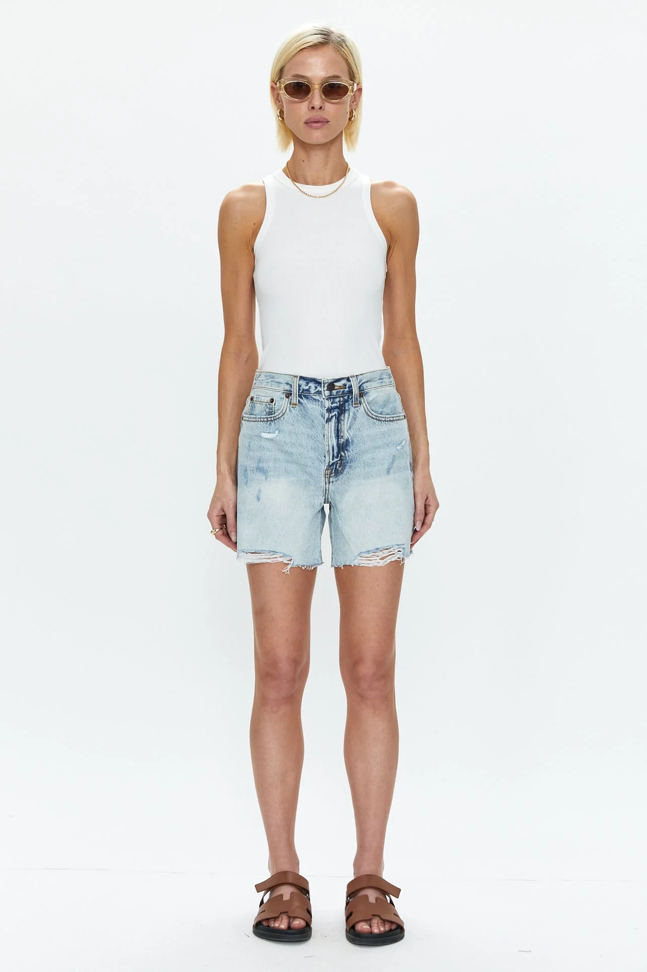 Pistola Devin High Rise Mom Cut Off Shorts in St Tropez - Image 4