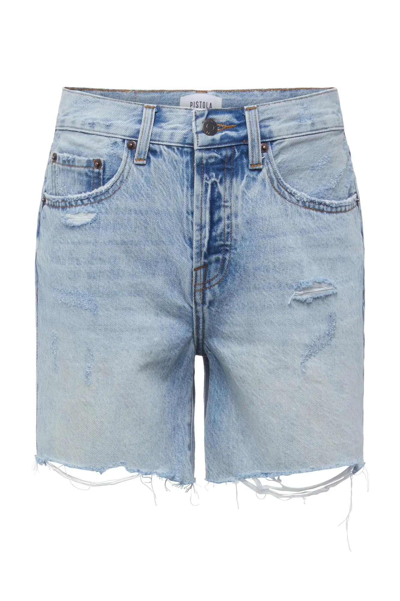 Pistola Devin High Rise Mom Cut Off Shorts in St Tropez - Image 6