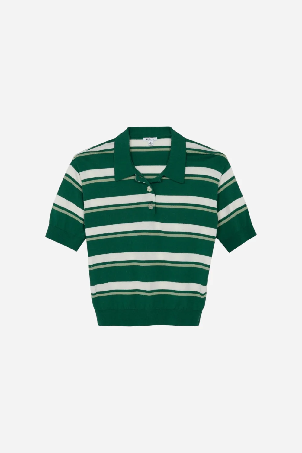 Pistola Drea Cropped Polo in Emerald Stripe - Image 7