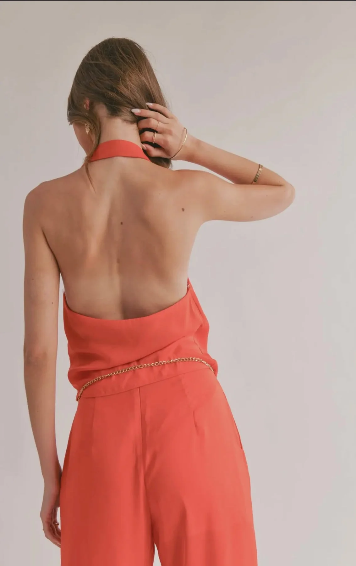Sage The Label Red Dream Skies Surplice Halter Spring Top - Image 4