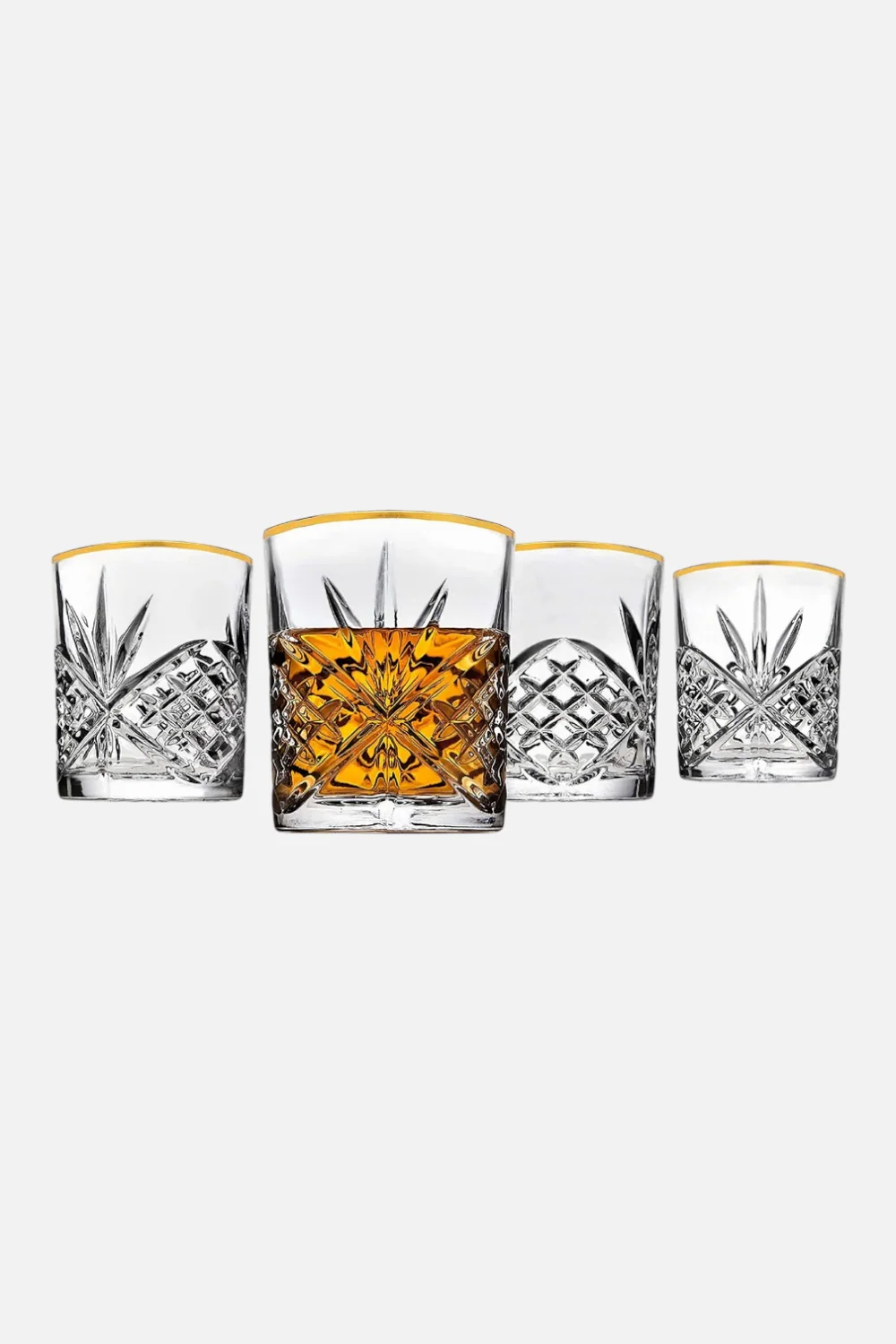 Godinger Dublin Crystal Gold Rim Double Old Fashion Set of 4 - Image 2