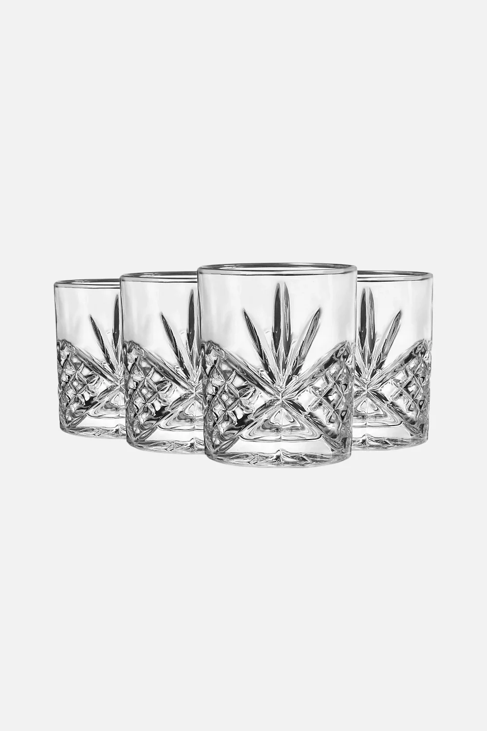Godinger Dublin Crystal Platinum Rim Double Old Fashion Set of 4