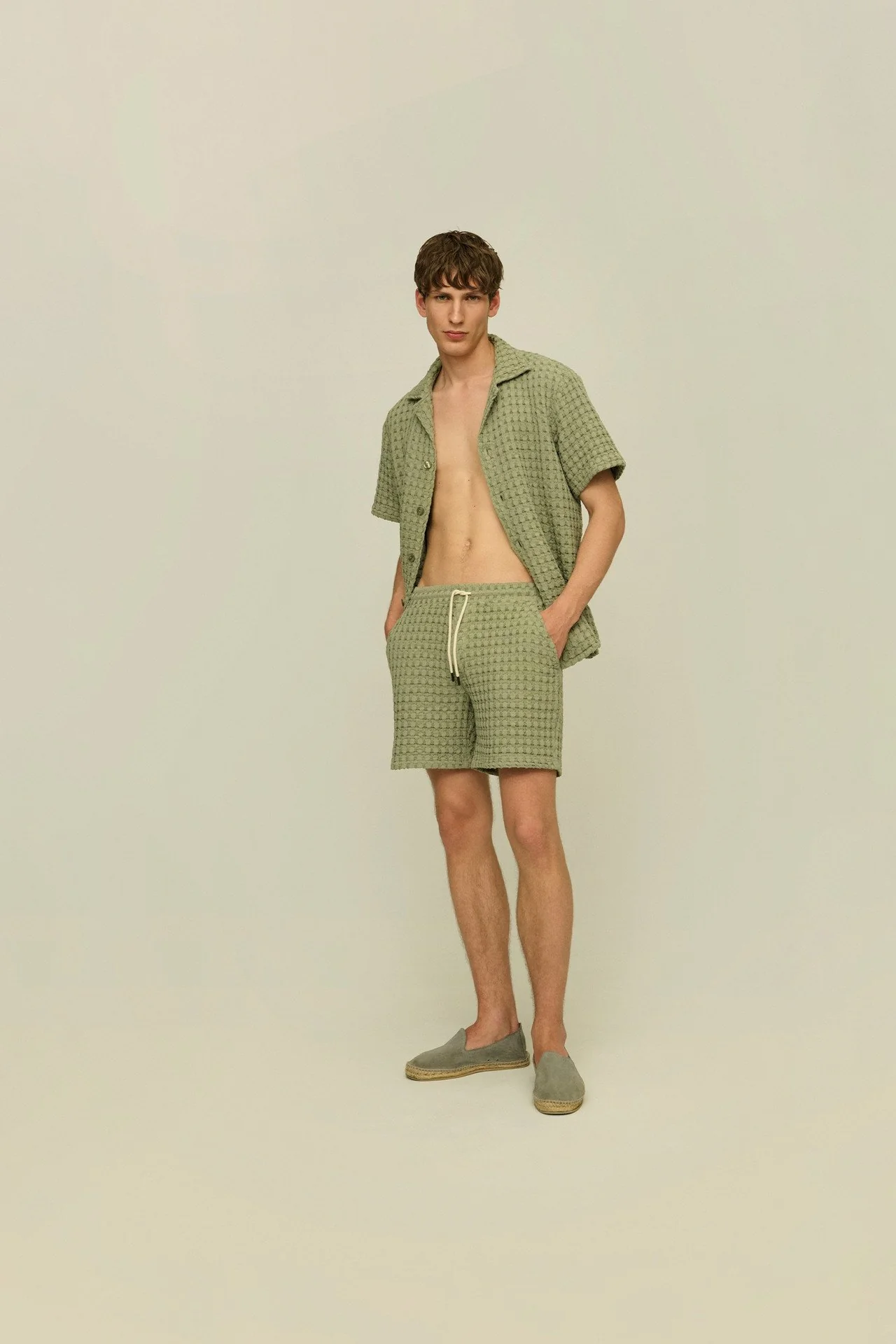 OAS Dusty Green Porto Waffle Short - Image 2