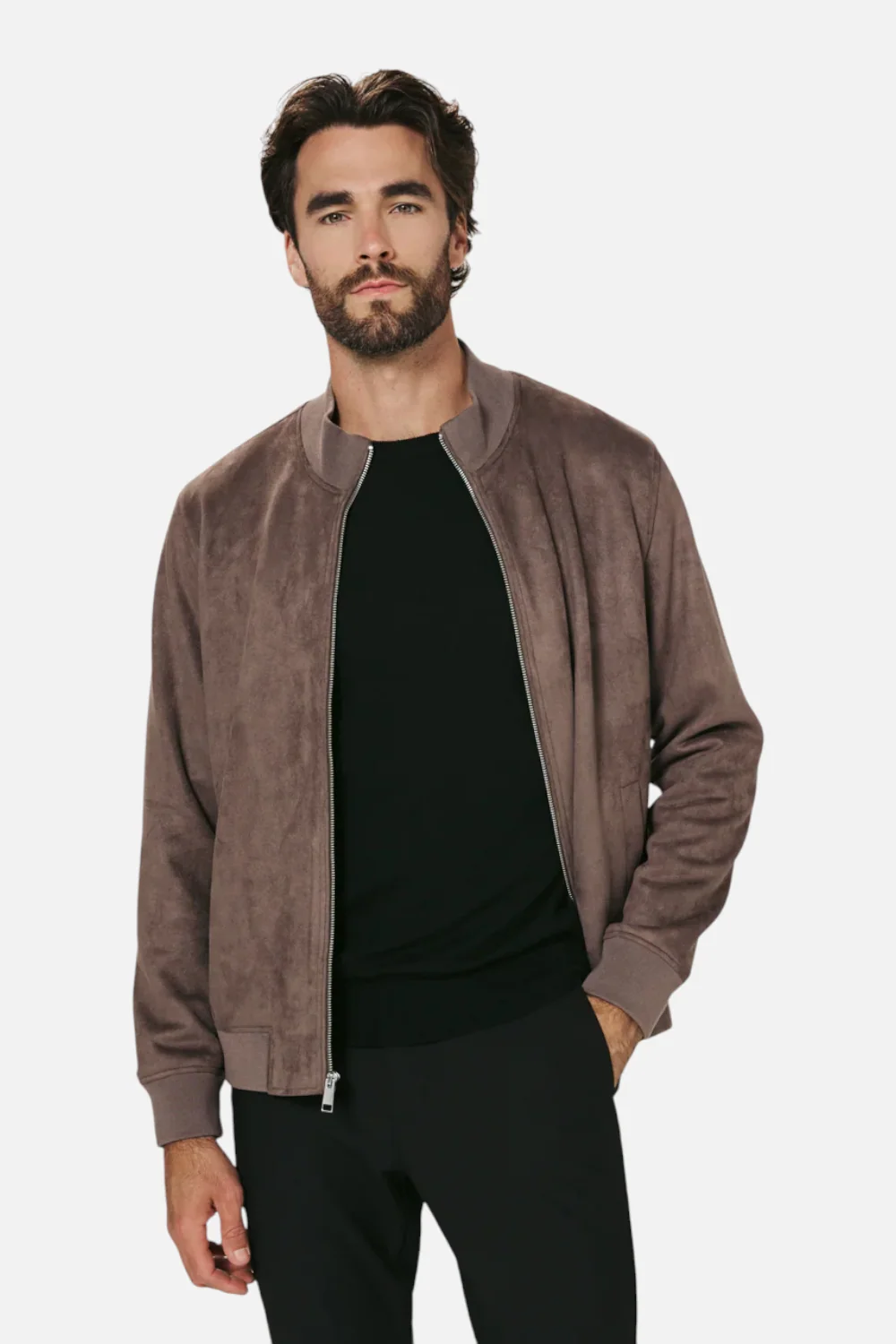 7 Diamonds Men's Dylan Suede Jacket in Dark Taupe